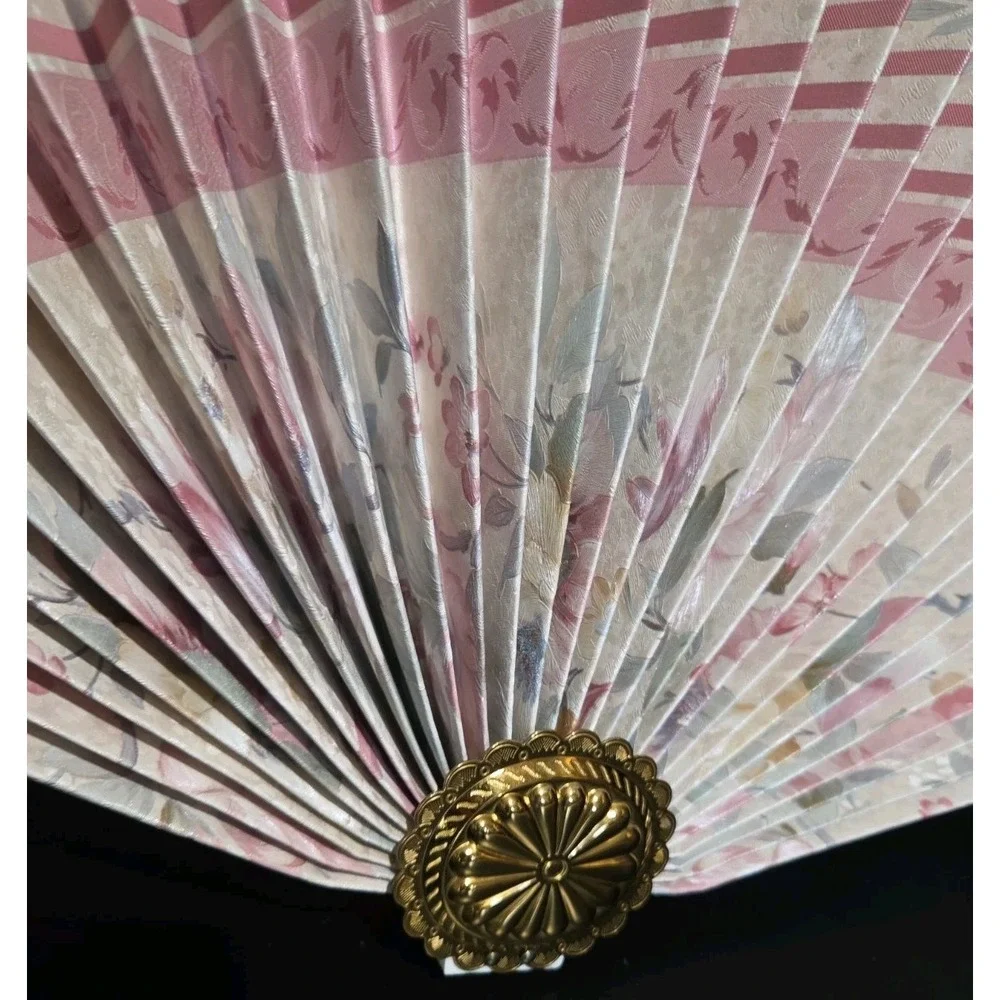 Vintage Neat Pleats L178 Fan Valance Window Topper Pink Floral Shabby Chic